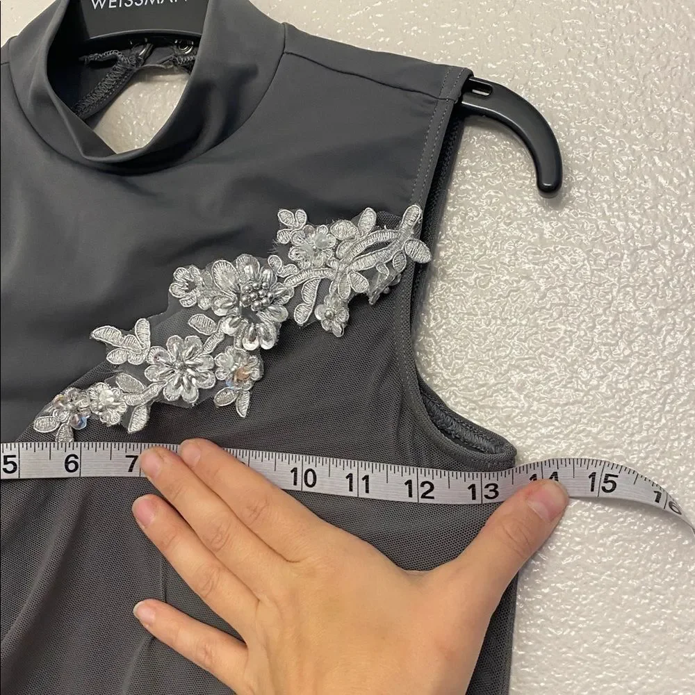 WEISSMAN Dance costume lyrical gray mesh dress Beneath Your Beautiful 12437 LC